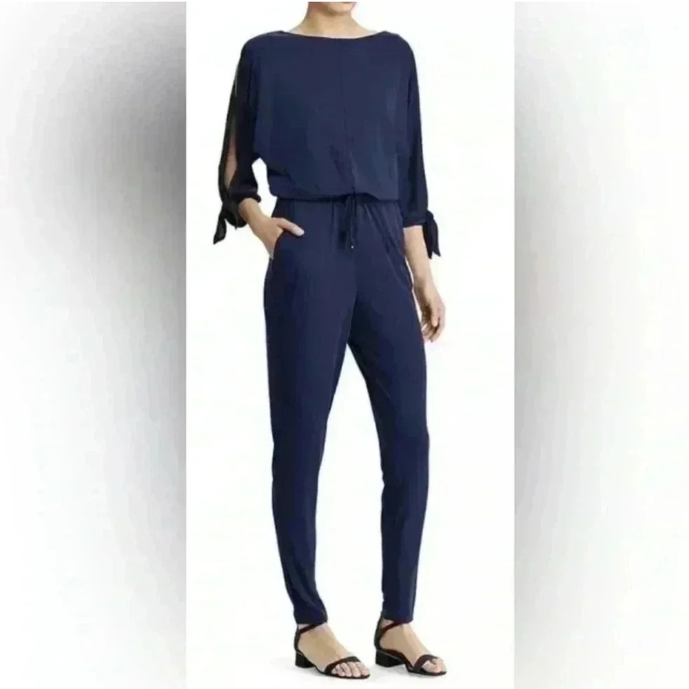 Lauren Ralph Lauren | Navy Split Sleeve Jumpsuit Sz XL - Picture 2 of 16